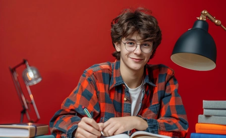 подросток пишет в тетради