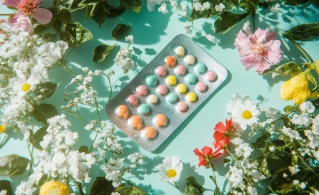 фото витаминов в окружении весенних цветов