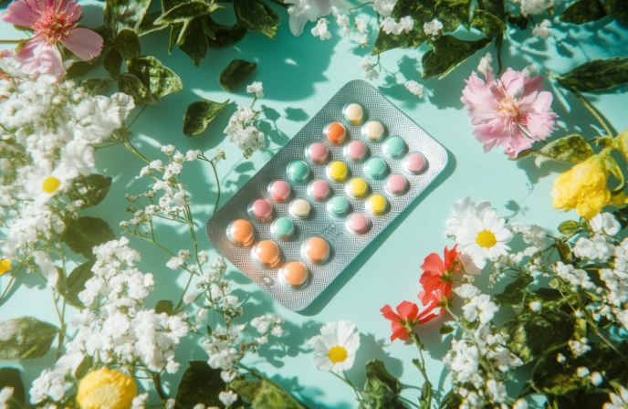 фото витаминов в окружении весенних цветов