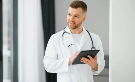 фото мужчины доктора в белом халате и стетоскопом