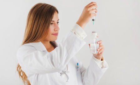 врач готовит капельницу