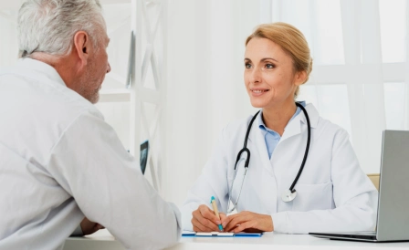 доктор рассказывает пациенту про работу простаты